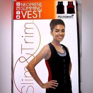 New! Women’s Neoprene Slimming Vest in Berry and Black, Zipper Front, Size Large